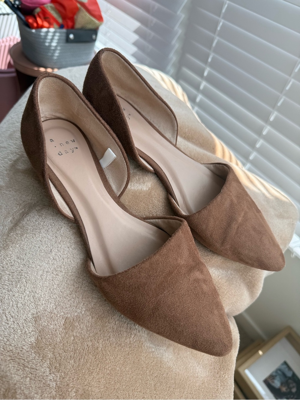 a new day Brown Pointed D'Orsay Suede Flats